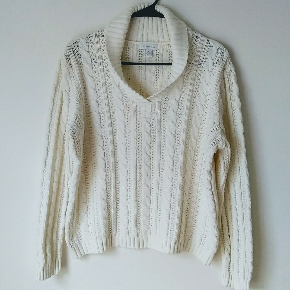Charter Club Cable Knit Cream Sweater